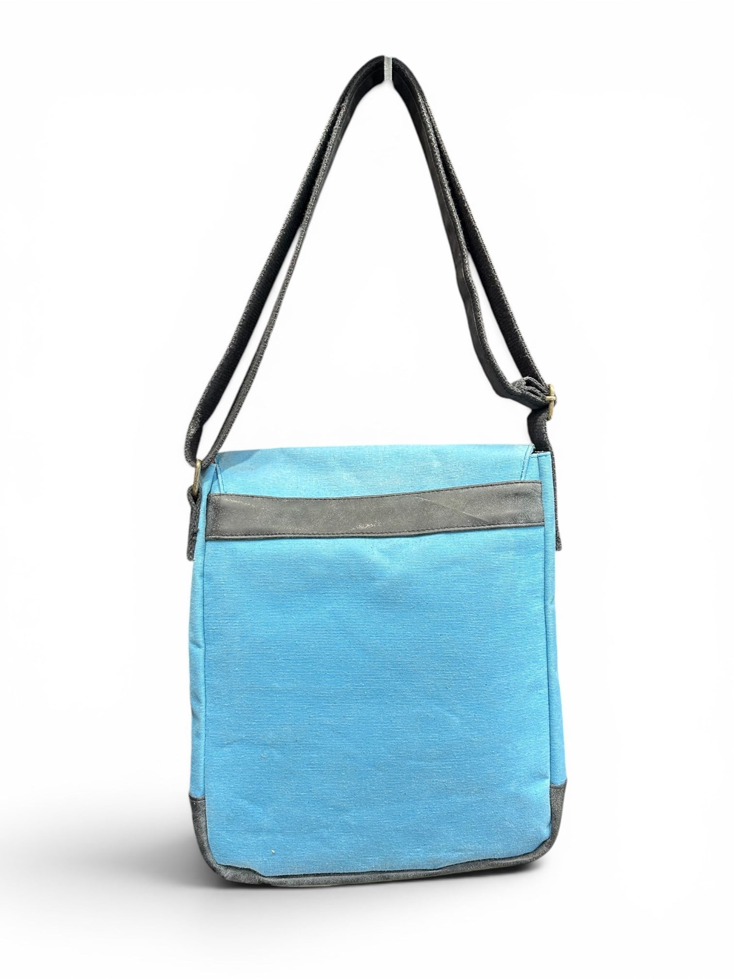 Old Cotton Cargo Bags Dikey Eskitme Kumaş Kanvas Postacı Omuz Çantası Unisex 7112 WESTERN Mavi