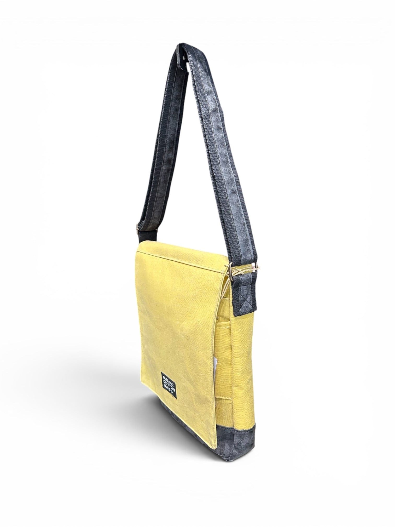 Old Cotton Cargo Bags Dikey Eskitme Kumaş Kanvas Postacı Omuz Çantası Unisex 7112 WESTERN Sarı