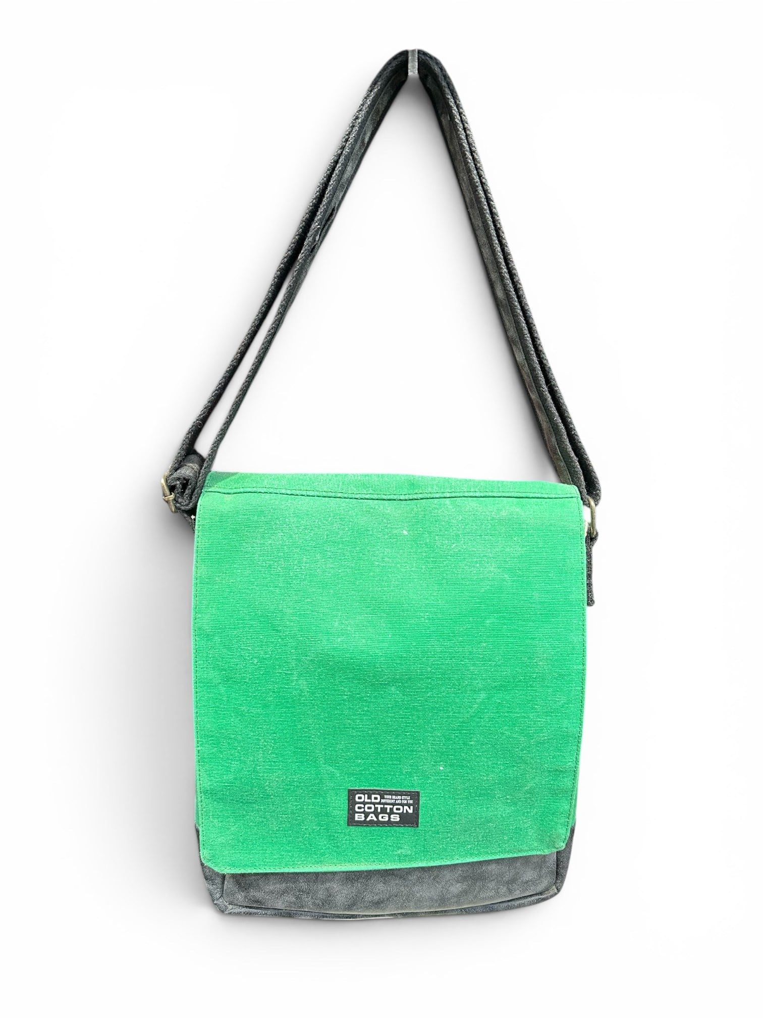 Old Cotton Cargo Bags Dikey Eskitme Kumaş Kanvas Postacı Omuz Çantası Unisex 7112 WESTERN Yeşil