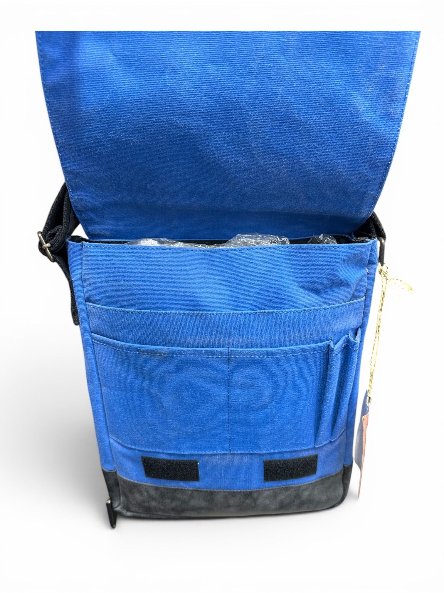 Old Cotton Cargo Bags Dikey Eskitme Kumaş Kanvas Postacı Omuz Çantası Unisex 7112 WESTERN Mavi