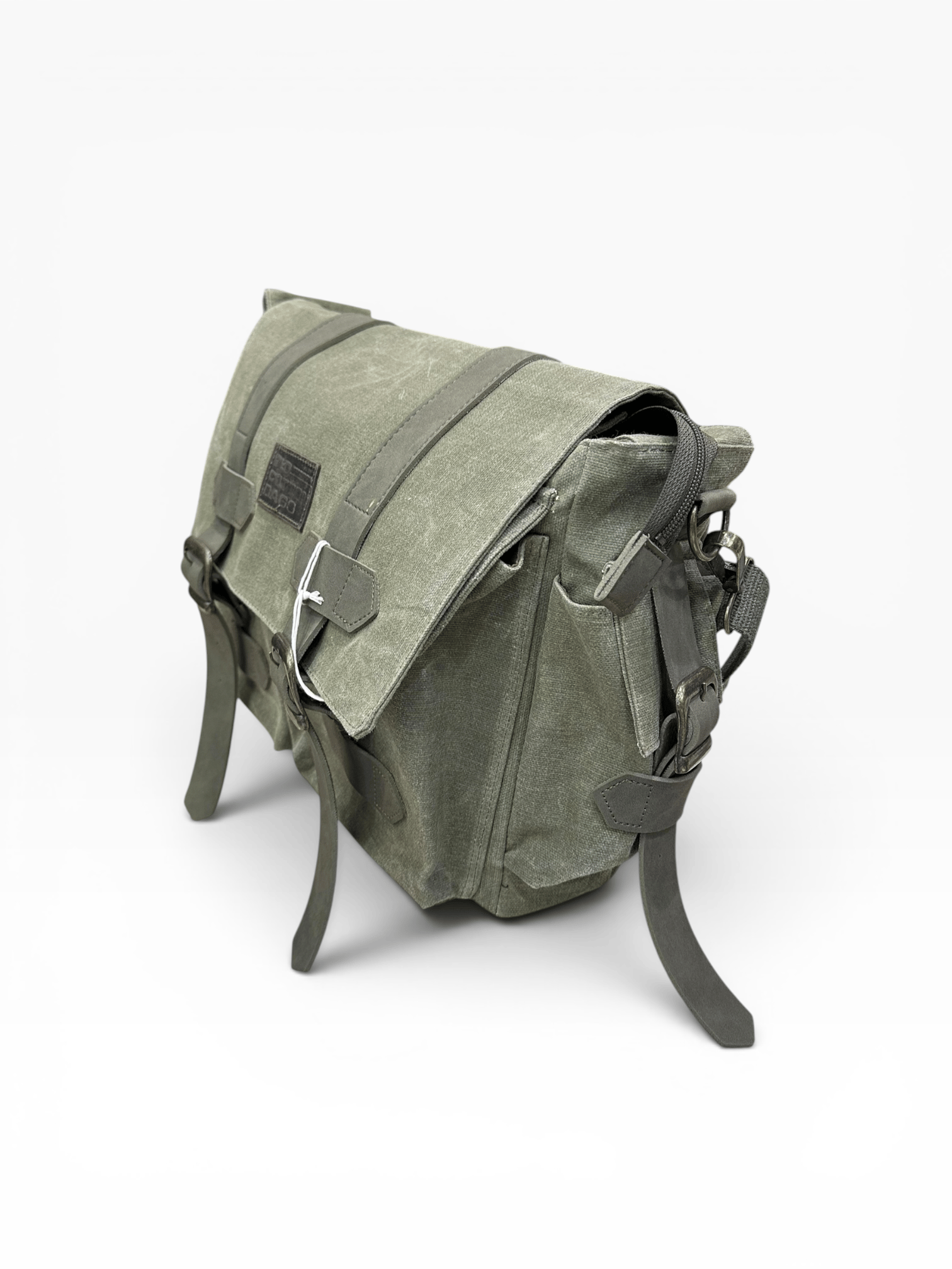 Old Cotton Cargo Kanvas Kumaş Postacı Omuz Çantası Unisex 7156 Baltimore 15.6'' Haki