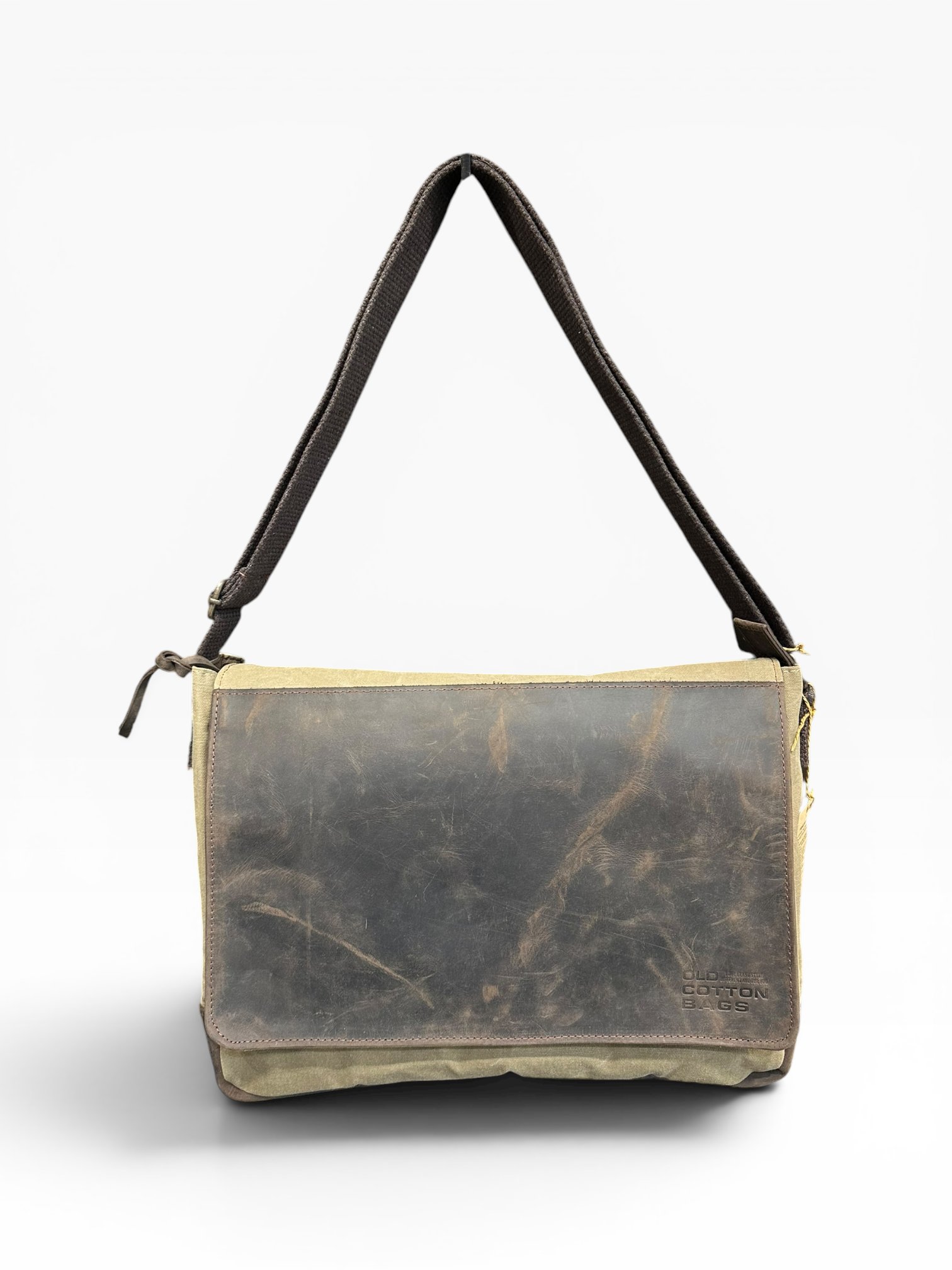 Old Cotton Cargo Kanvas Kumaş Postacı Omuz Çantası Unisex BOISE  15.6'' Kahve