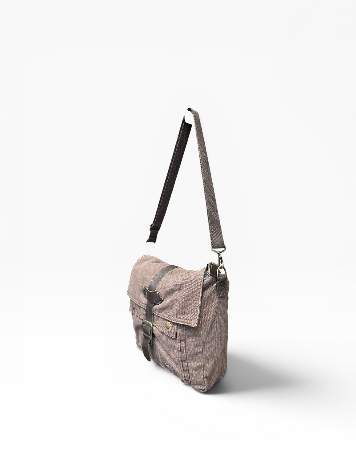 Old Cotton Cargo Kumaş Postacı Omuz Çantası Unisex Branco Bag Kahve