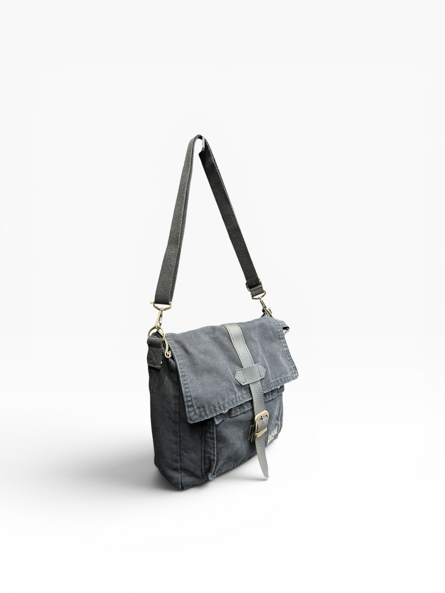 Old Cotton Cargo Kumaş Postacı Omuz Çantası Unisex Branco Bag Siyah