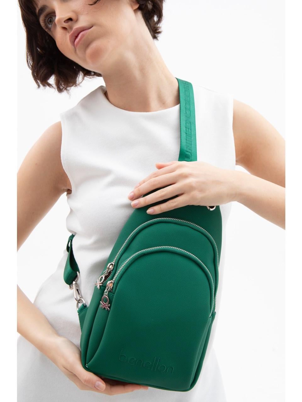 United Colors of Benetton KADIN ÇAPRAZ BODYBAG ÇANTA ZÜMRÜT YEŞİLİ-LACİVERT  BNT1543