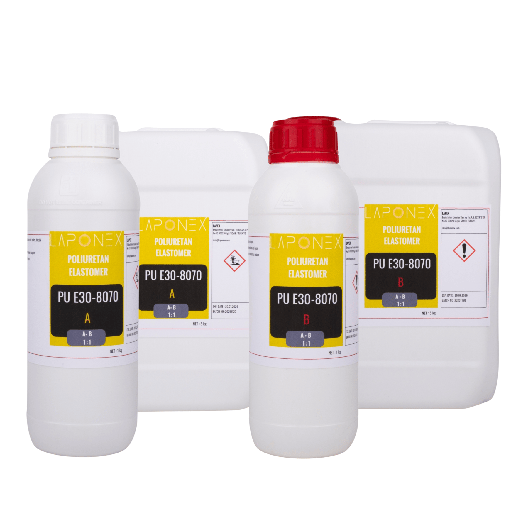 PU E30-8070 Polyurethane Elastomer 30 Shore Kalıp Döküm Esnek Poliüretan Reçine A+B 2 kg - 1522513007