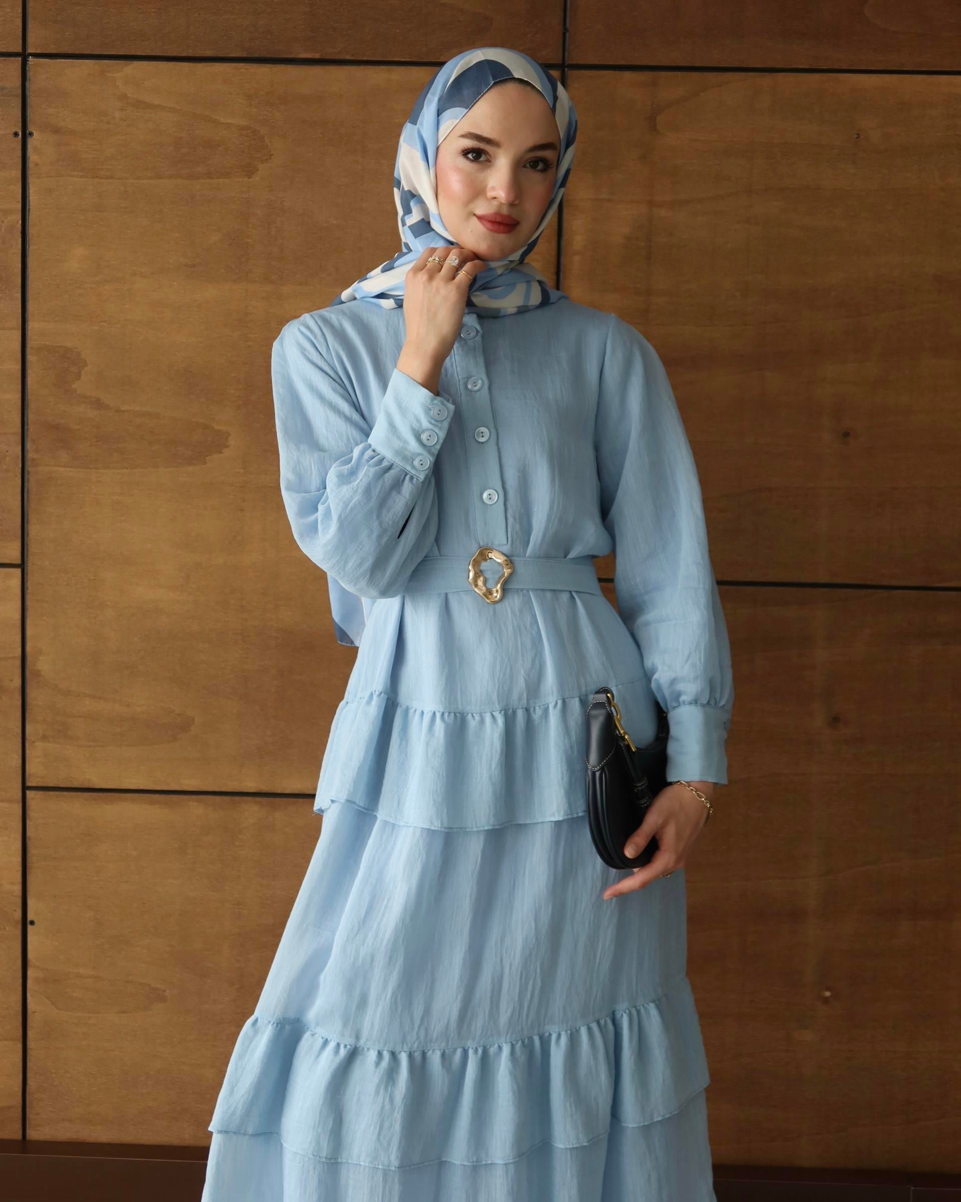 NQ5312 - LAMİA ELBİSE - BEBE MAVİ