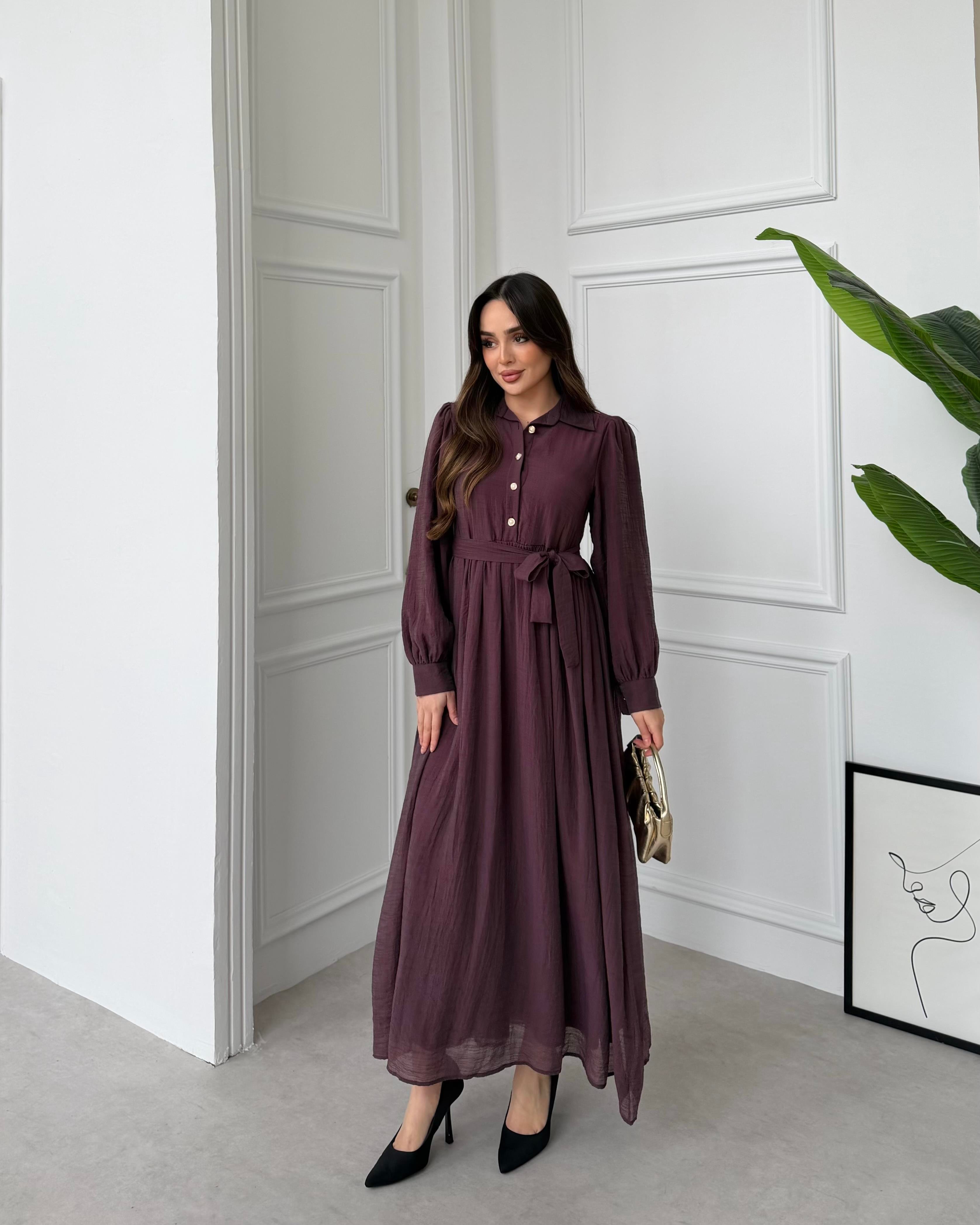 SL4320 - YASEMİN ELBİSE - MÜRDÜM