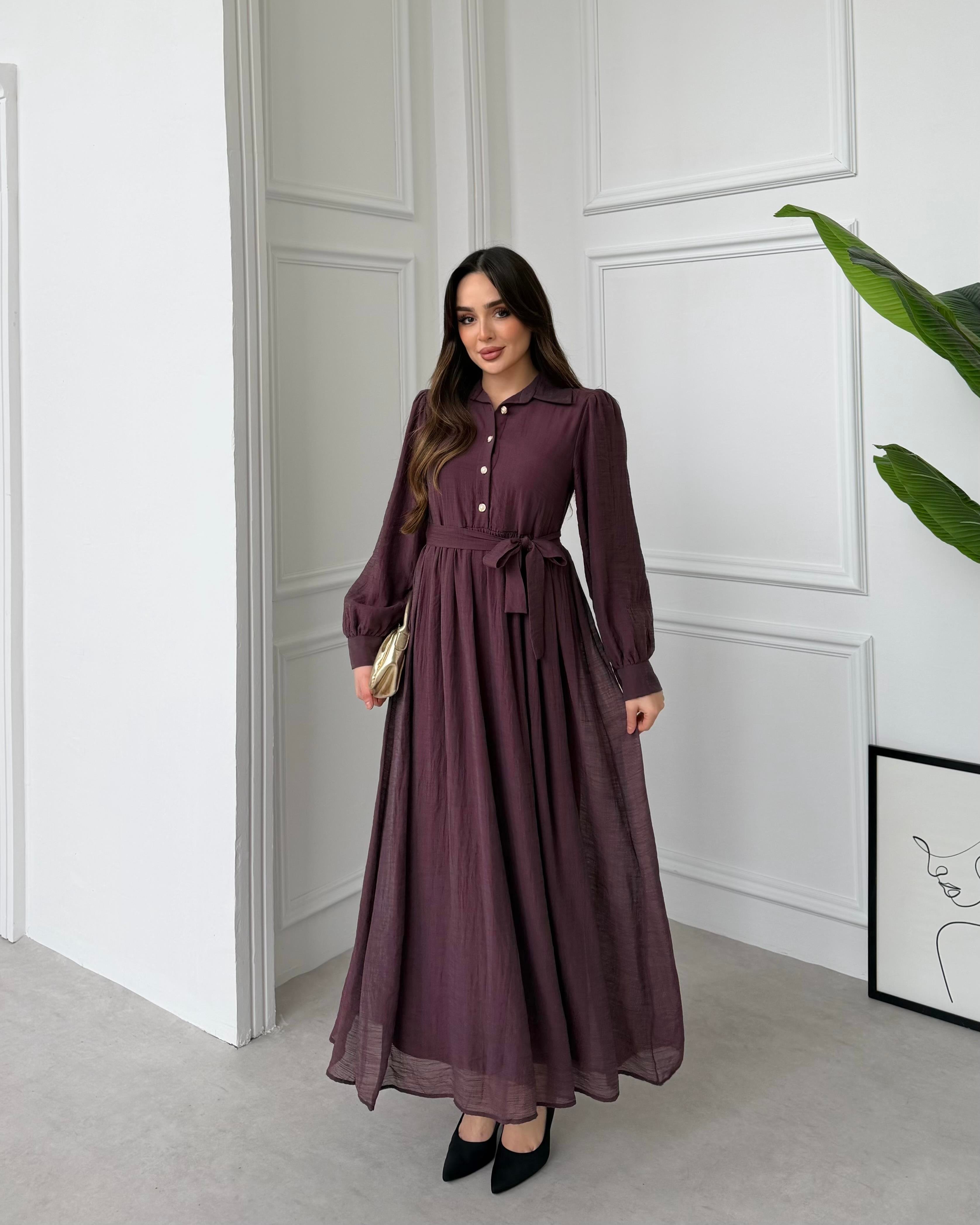 SL4320 - YASEMİN ELBİSE - MÜRDÜM