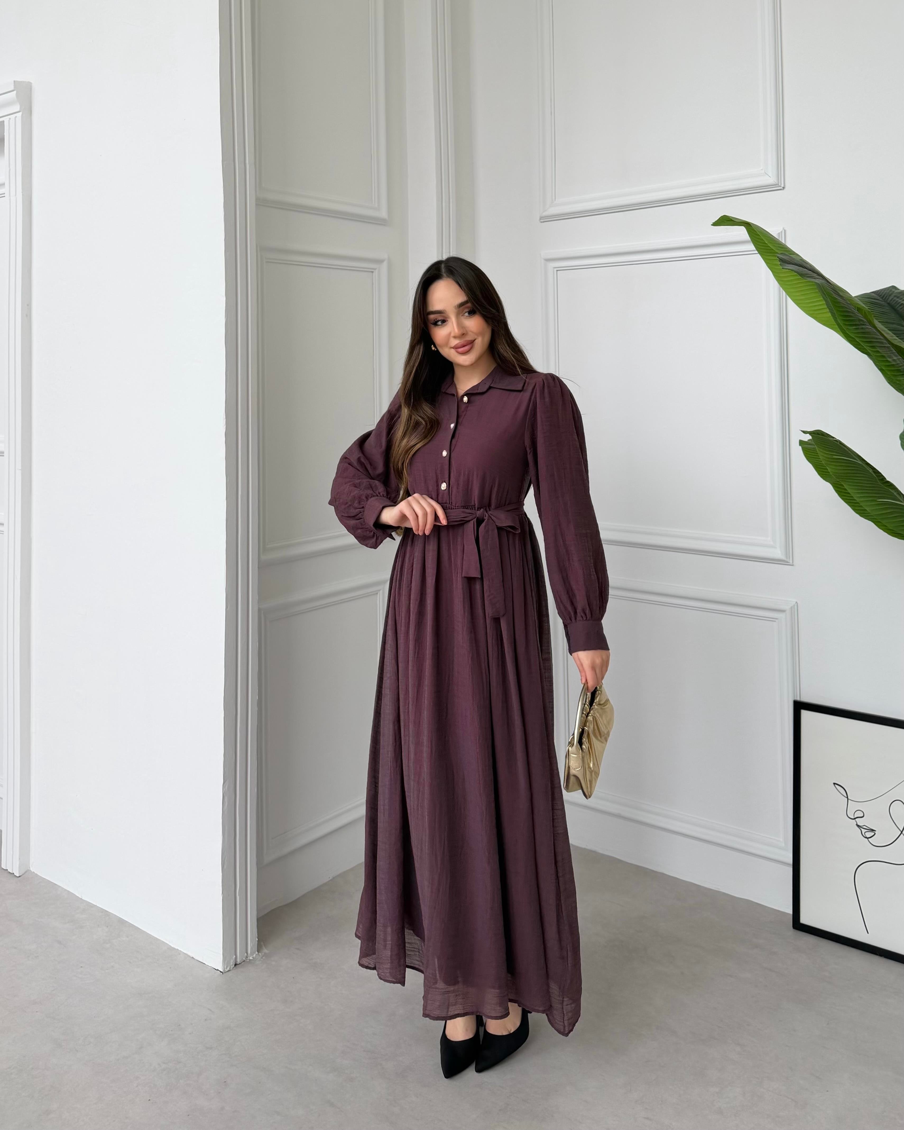 SL4320 - YASEMİN ELBİSE - MÜRDÜM