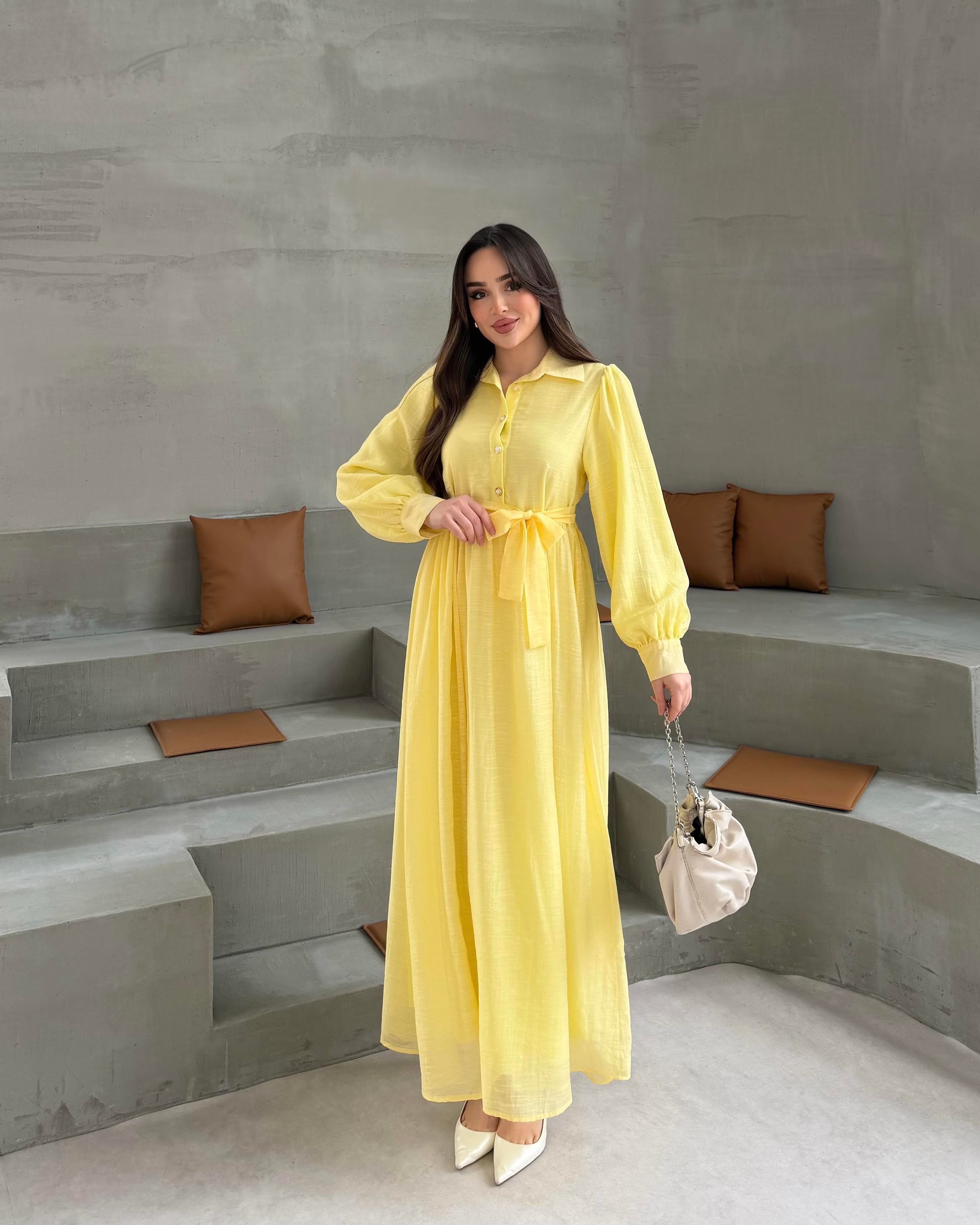 SL4320 - YASEMİN ELBİSE - TEREYAĞI SARI