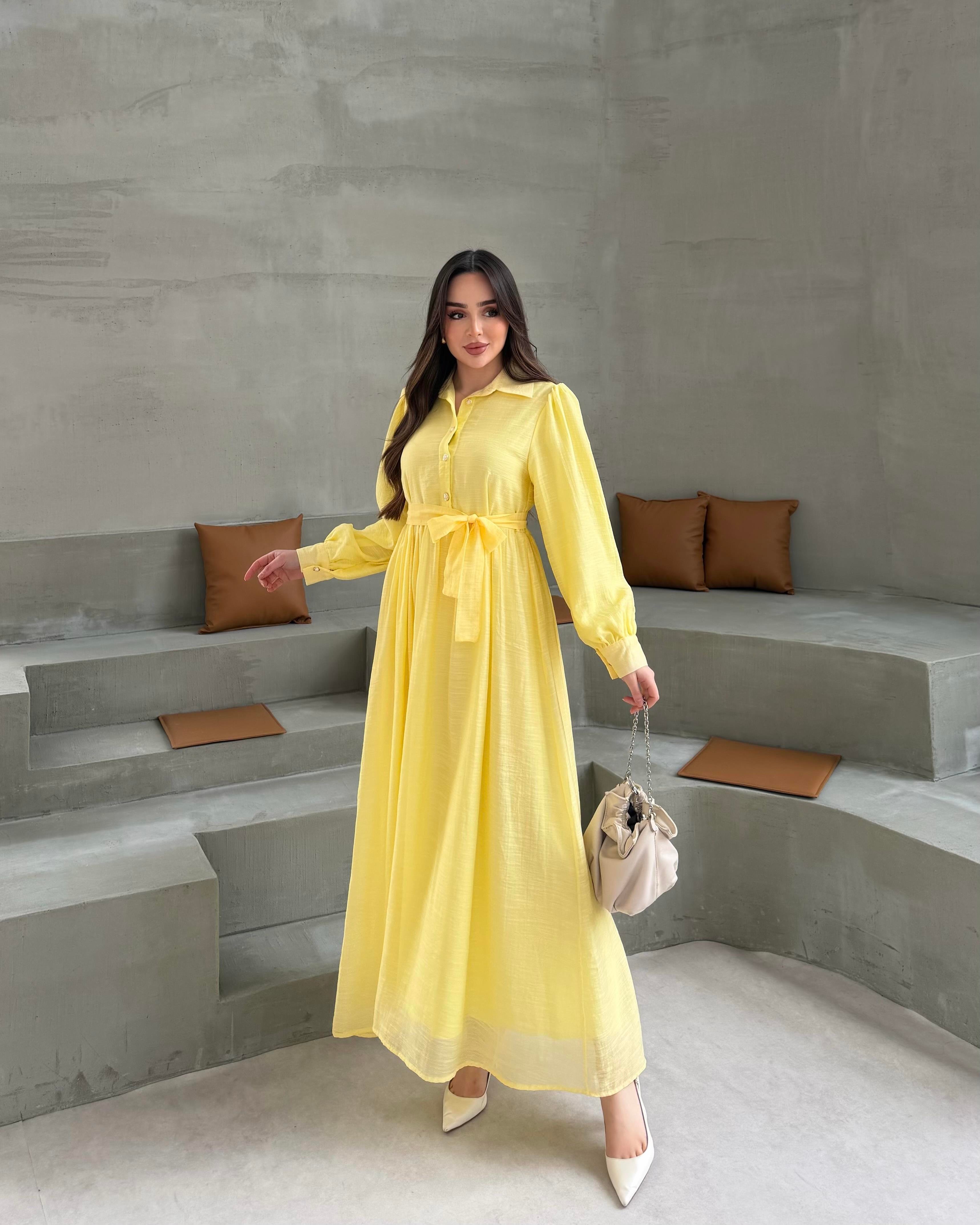 SL4320 - YASEMİN ELBİSE - TEREYAĞI SARI