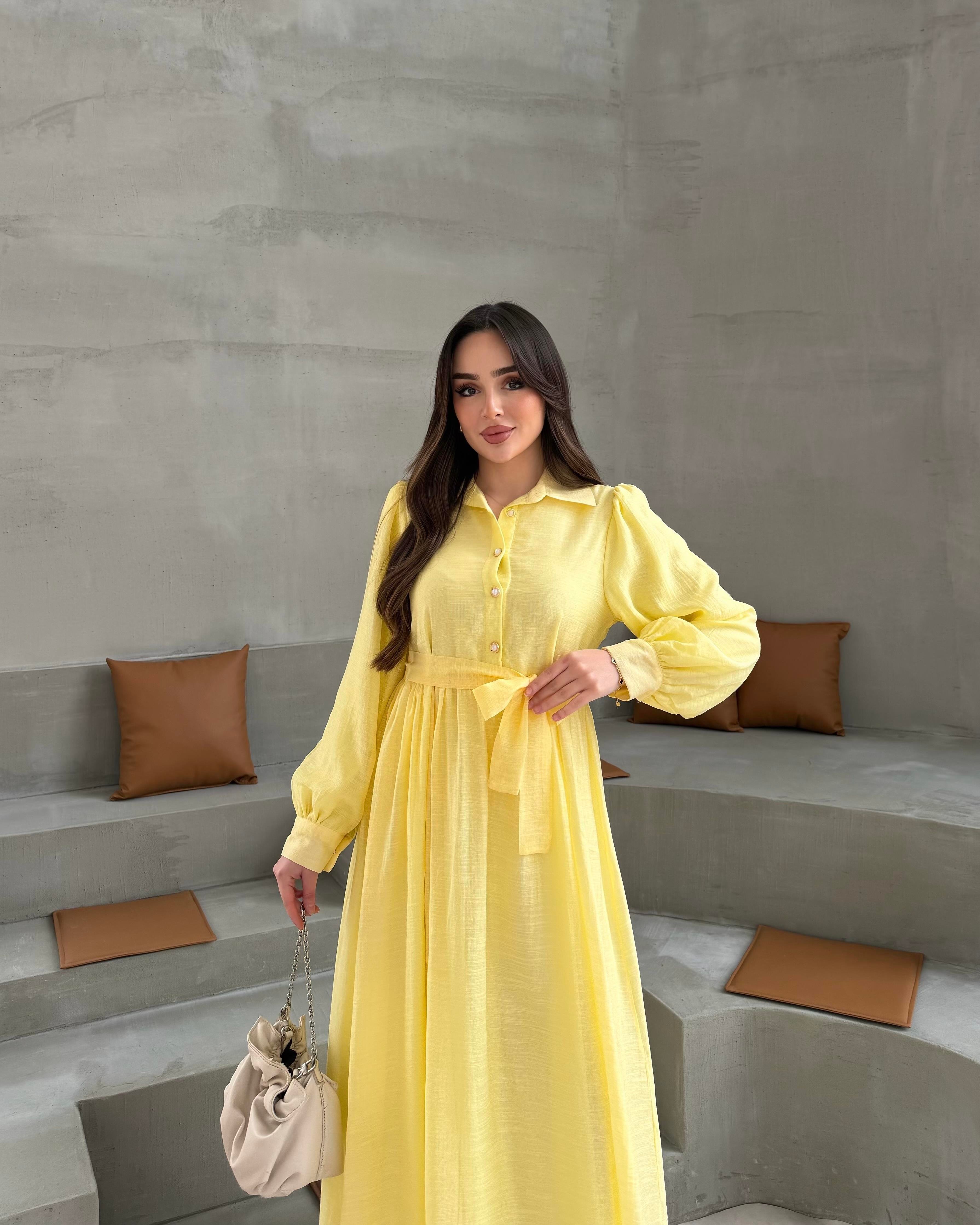SL4320 - YASEMİN ELBİSE - TEREYAĞI SARI