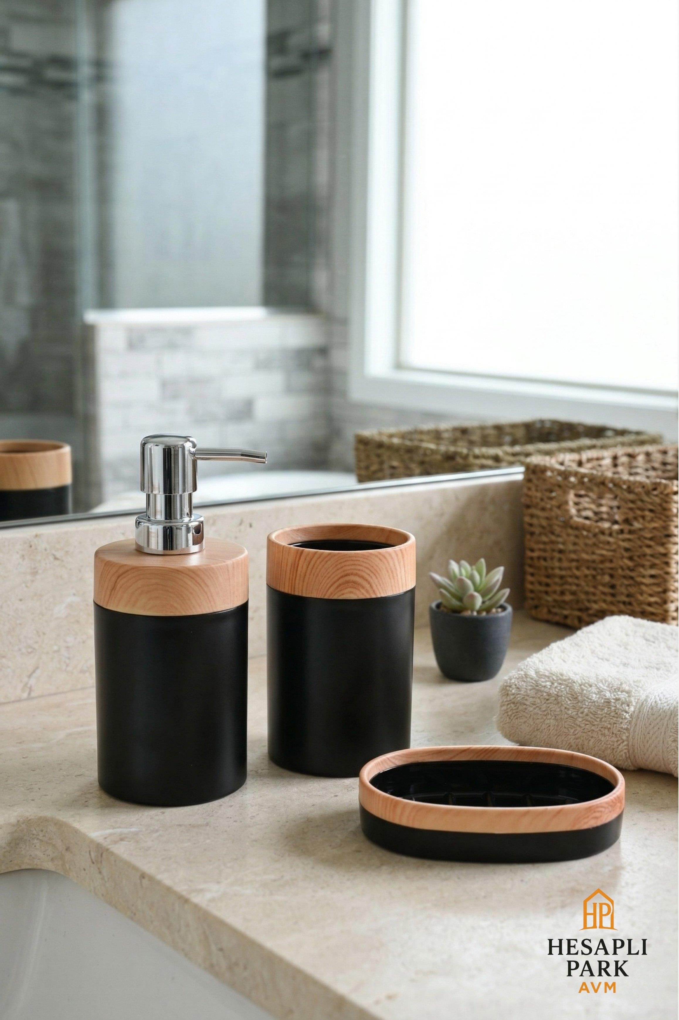 3 LÜ PLASTİK SİYAH BANYO SETİ