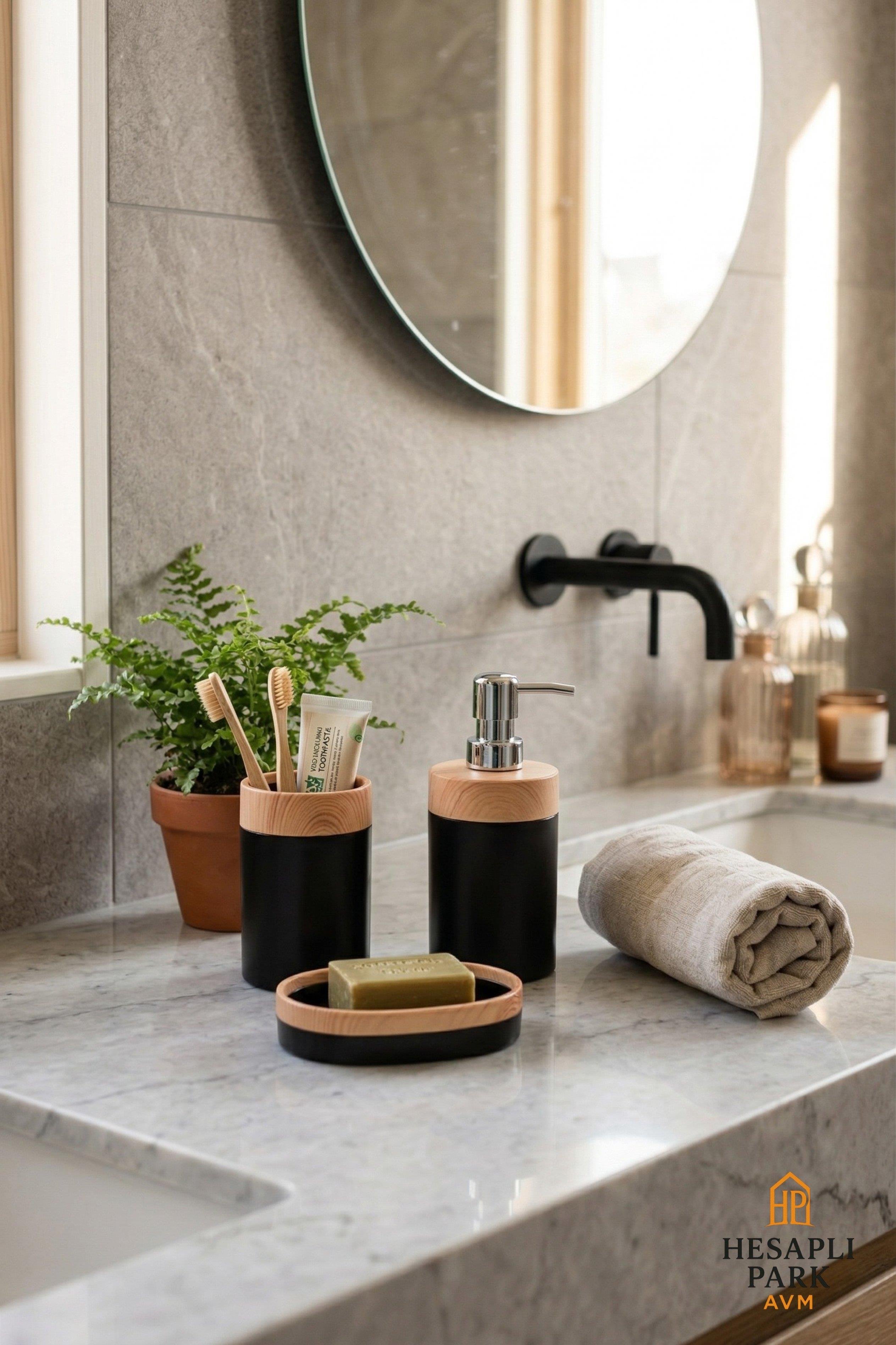 3 LÜ PLASTİK SİYAH BANYO SETİ