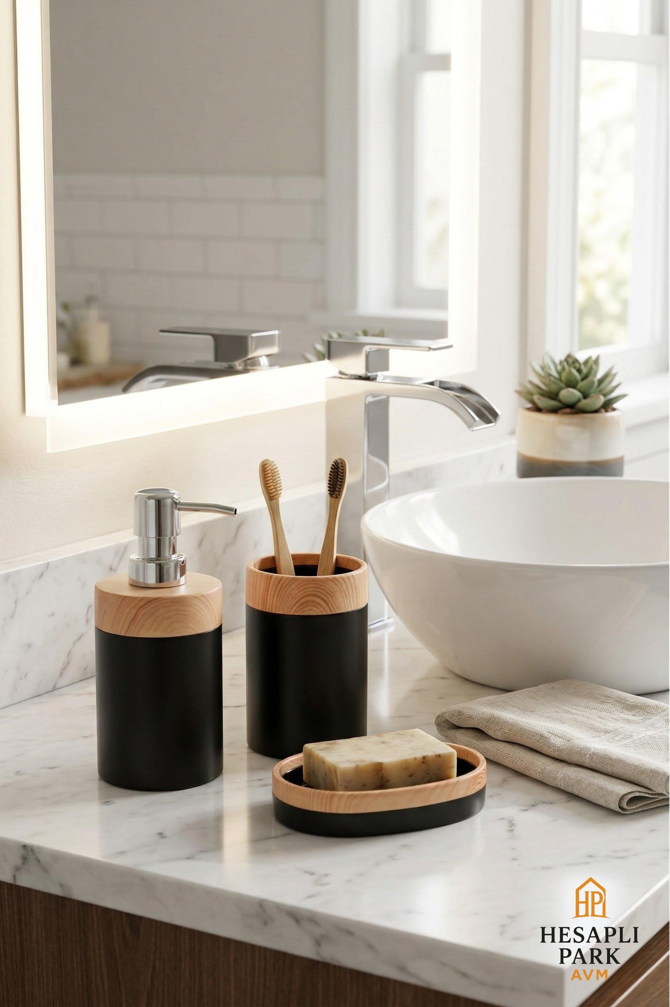 3 LÜ PLASTİK SİYAH BANYO SETİ