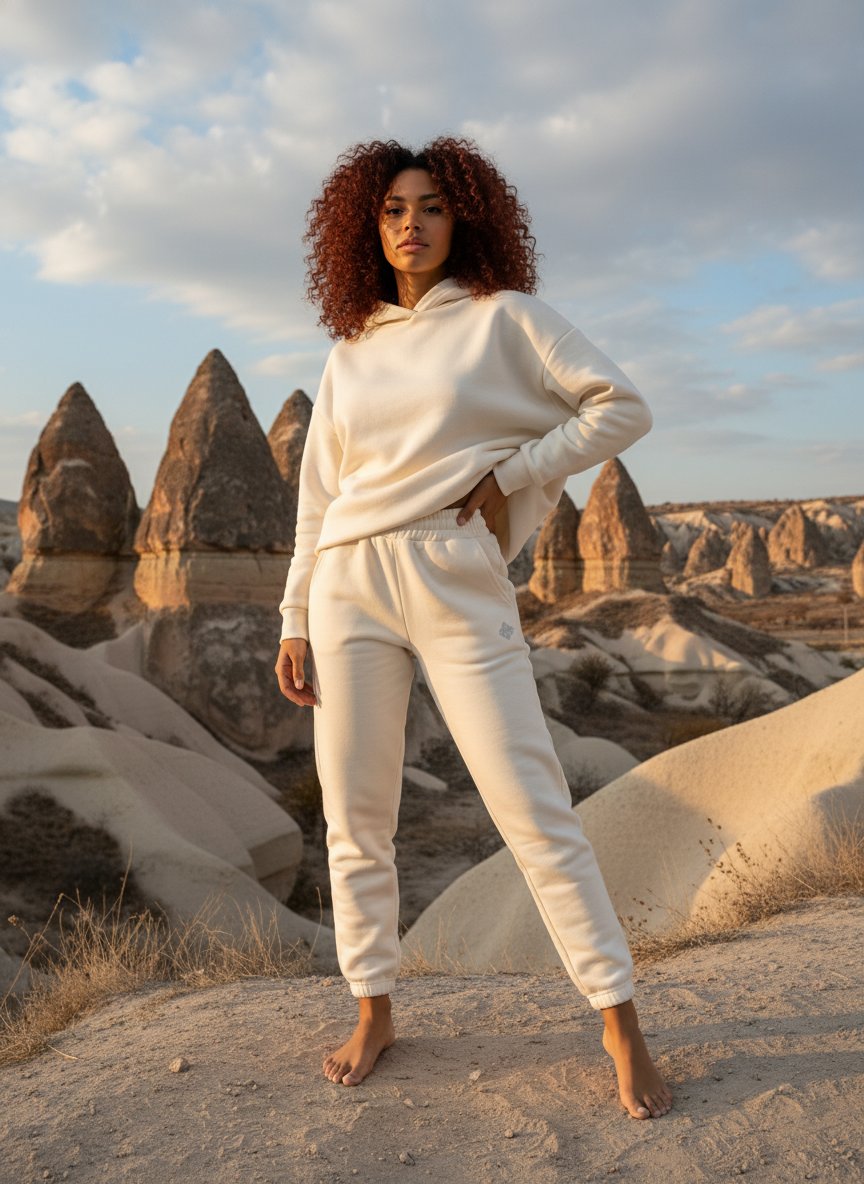The C.C. Ekru Oversize Fleece Jogger Eşofman Altı