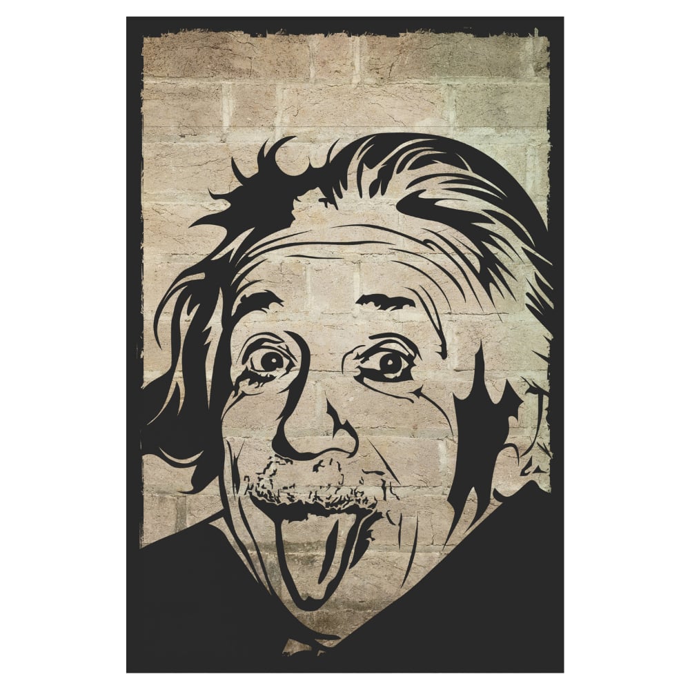 Albert Einstein Mizahi Retro MDF Duvar Tablosu – Dil Çıkaran İkonik Portre