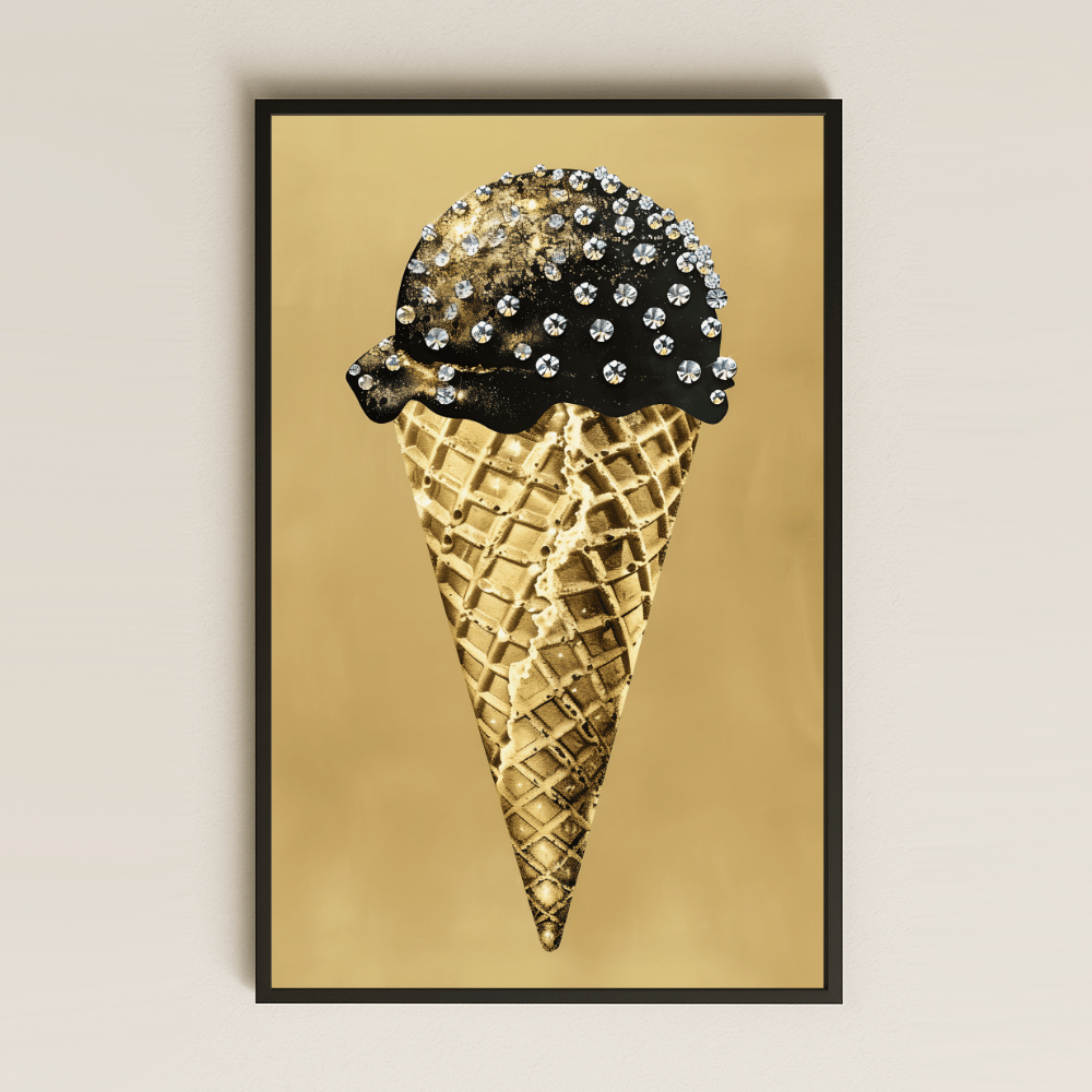 Altın Dondurma Tasarımlı Lüks Şeffaf Pleksi Tablo