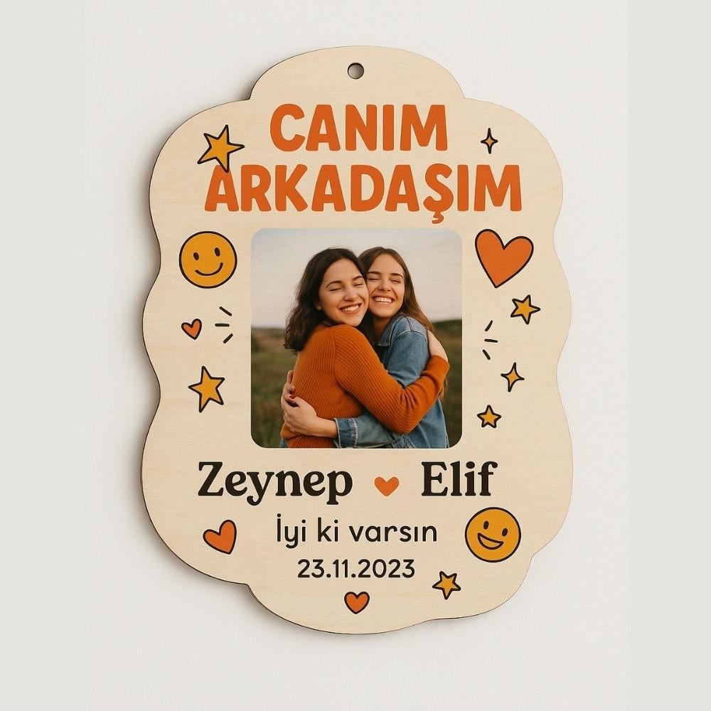 Arkadaşlık Hatıra Panosu - Kişiye Özel UV Baskılı Ahşap