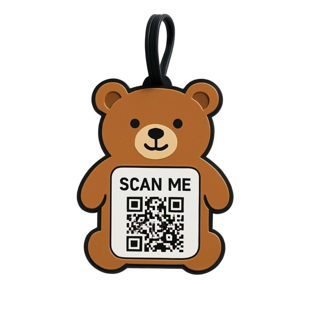 Ayıcık Şeklinde QR Kodlu Bagaj Etiketi - Sert PVC