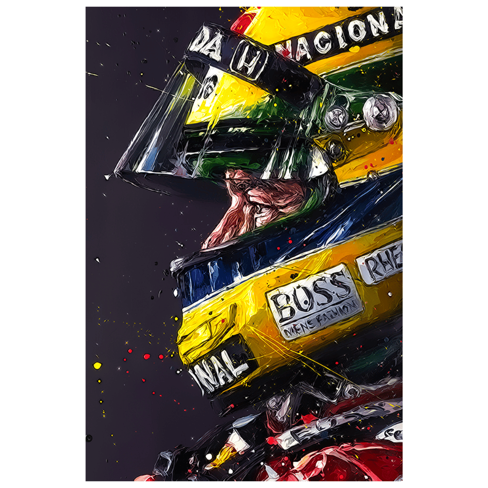 Ayrton Senna Kask Portresi Boyama Stil Retro Ahşap Tablo