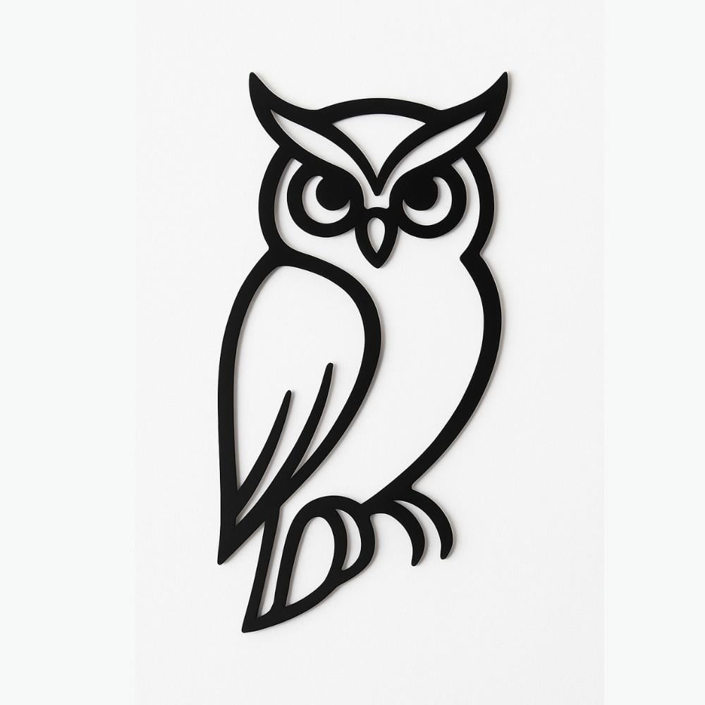 Baykuş Silüeti Pleksi Duvar Süsü Siyah Minimal