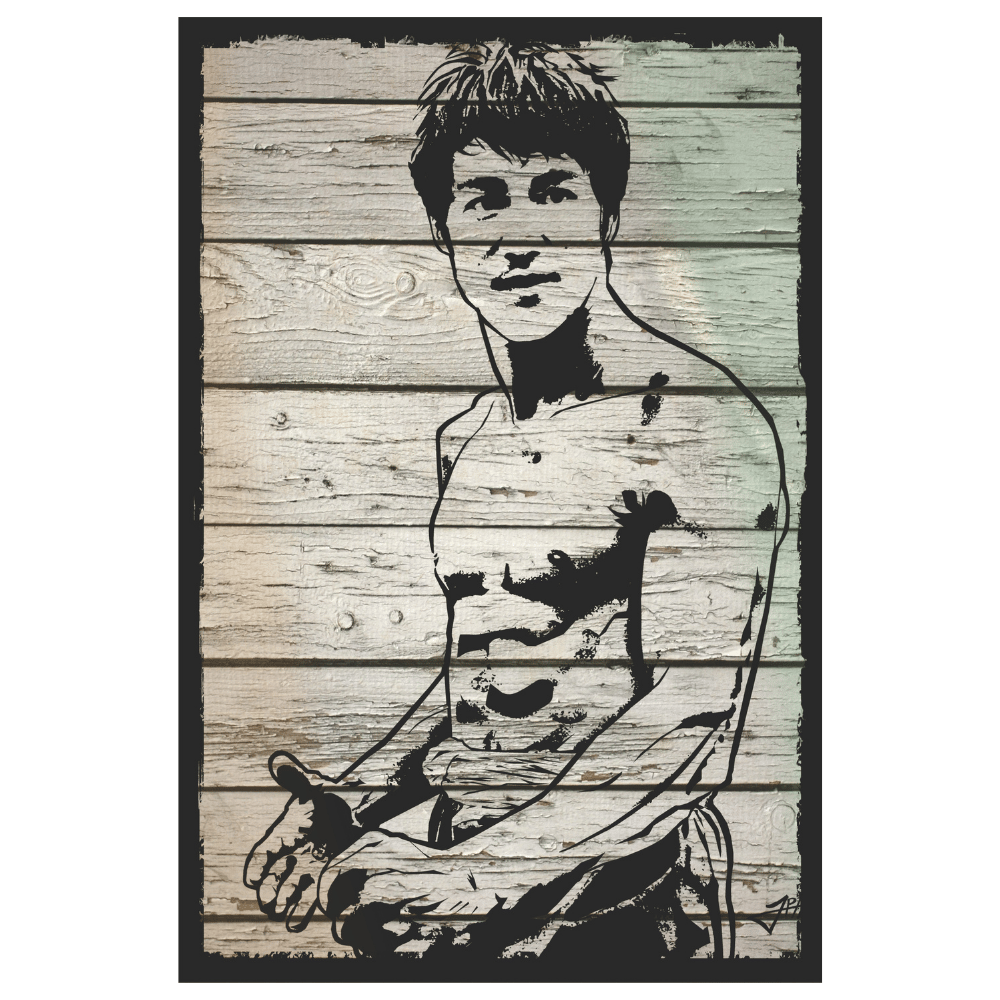 Bruce Lee Ahşap Doku Stil Retro Çizim Ahşap Tablo