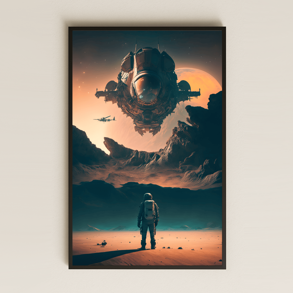 Dev Uzay Gemisine Bakan Astronot Temalı Pleksi Tablo - Sinematik Bilimkurgu Dekoru