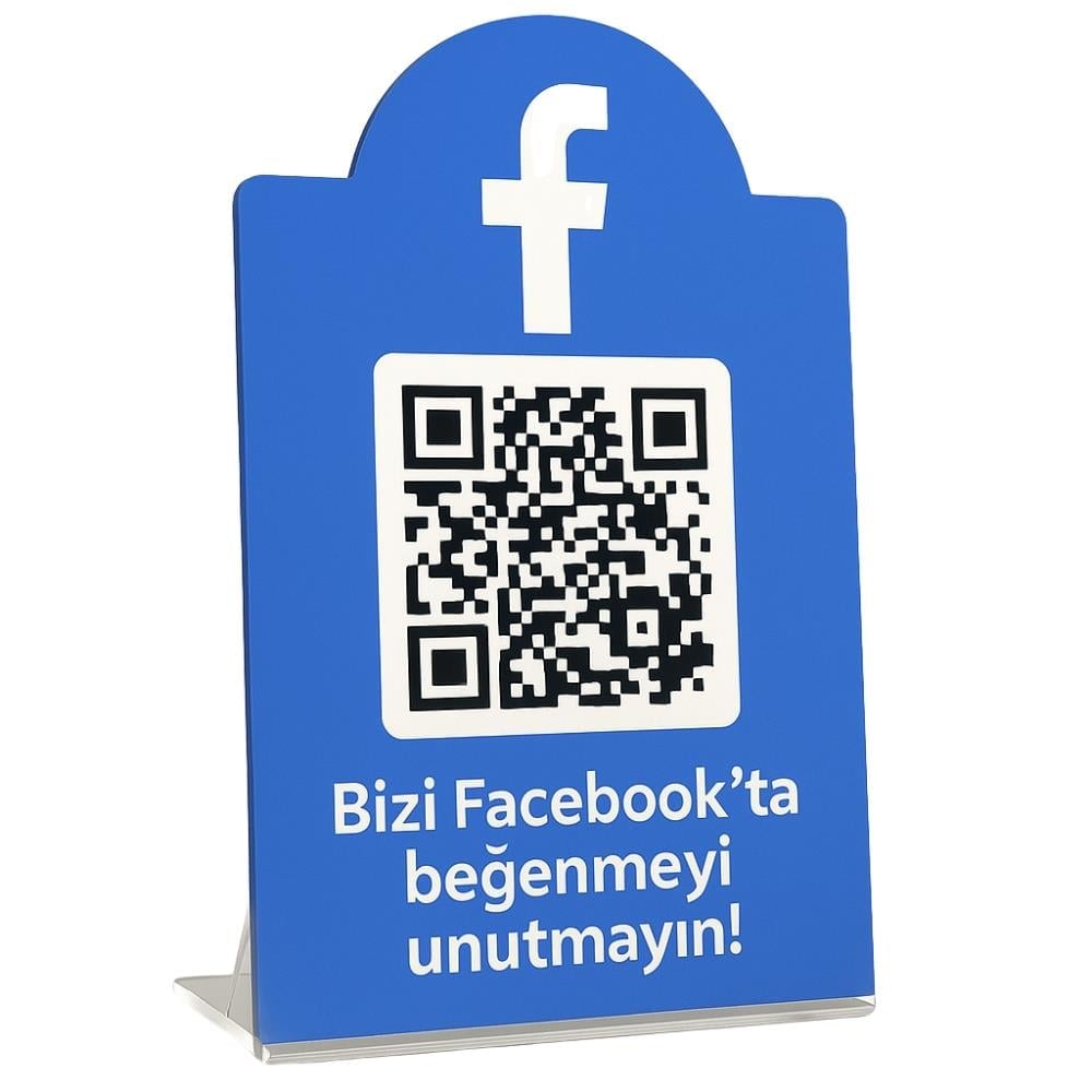 Facebook QR Stand - Beyaz PVC A5 Masaüstü Panel