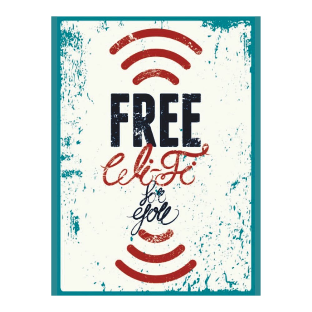 Free Wi-Fi Yazılı Retro Ahşap Tablo