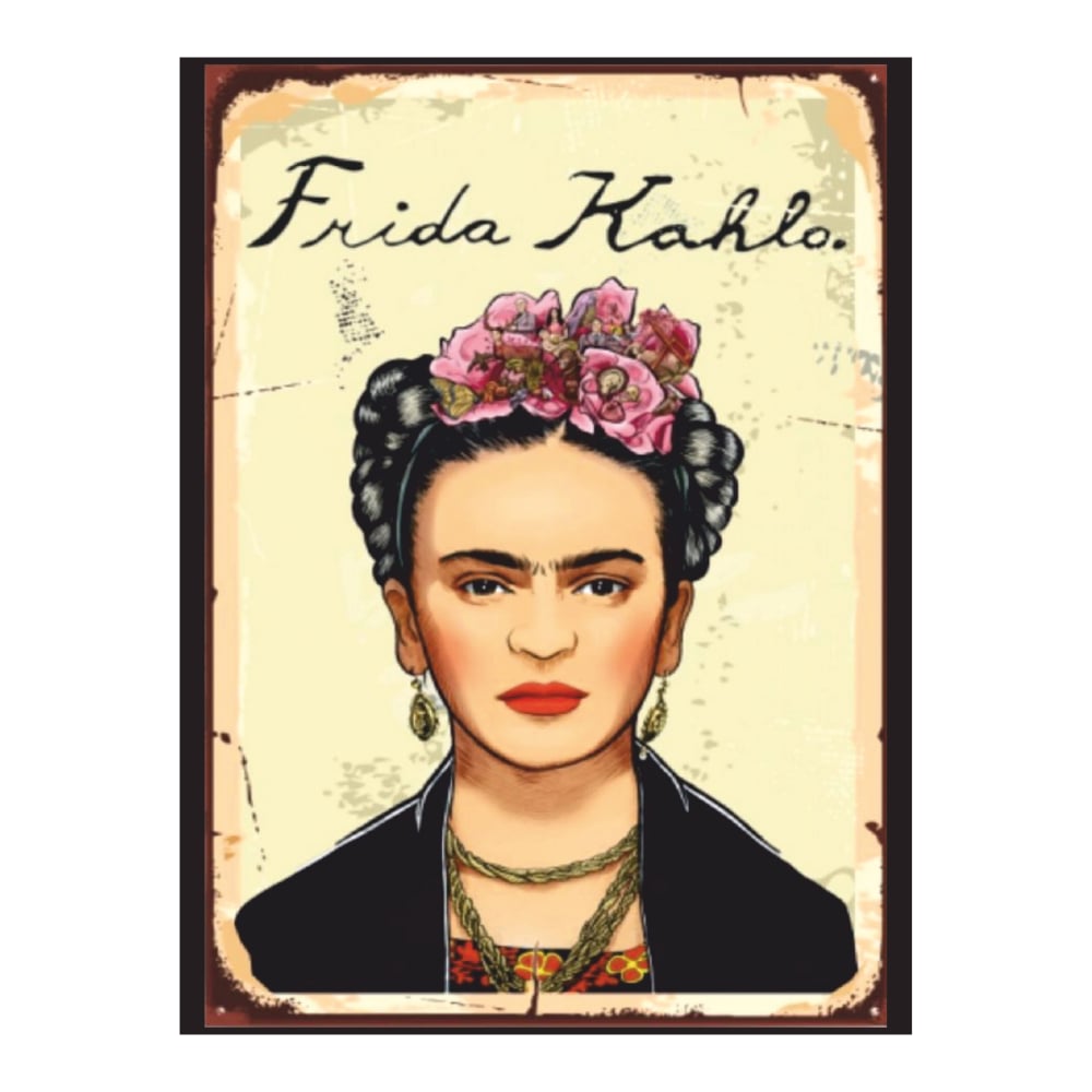 Frida Kahlo Portre Retro Ahşap Tablo