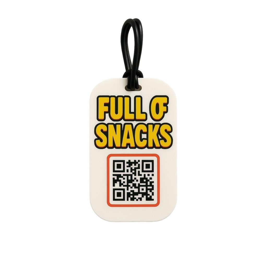 FULL OF SNACKS Bagaj Etiketi - Komik QR Kodlu Tasarım