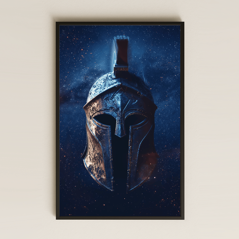 Galaksi Temalı Savaş Miğferi Tasarımlı Şeffaf Pleksi Tablo