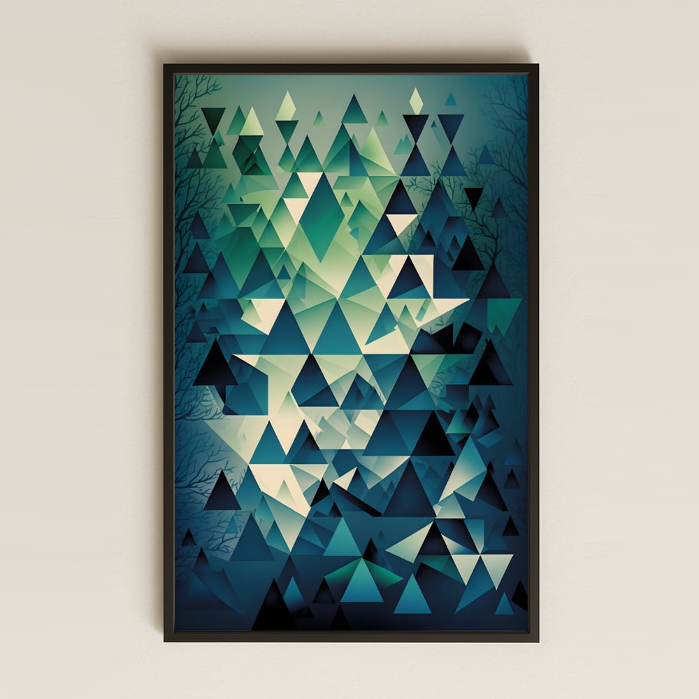 Geometrik Üçgen Ormanı Şeffaf Pleksi Tablo