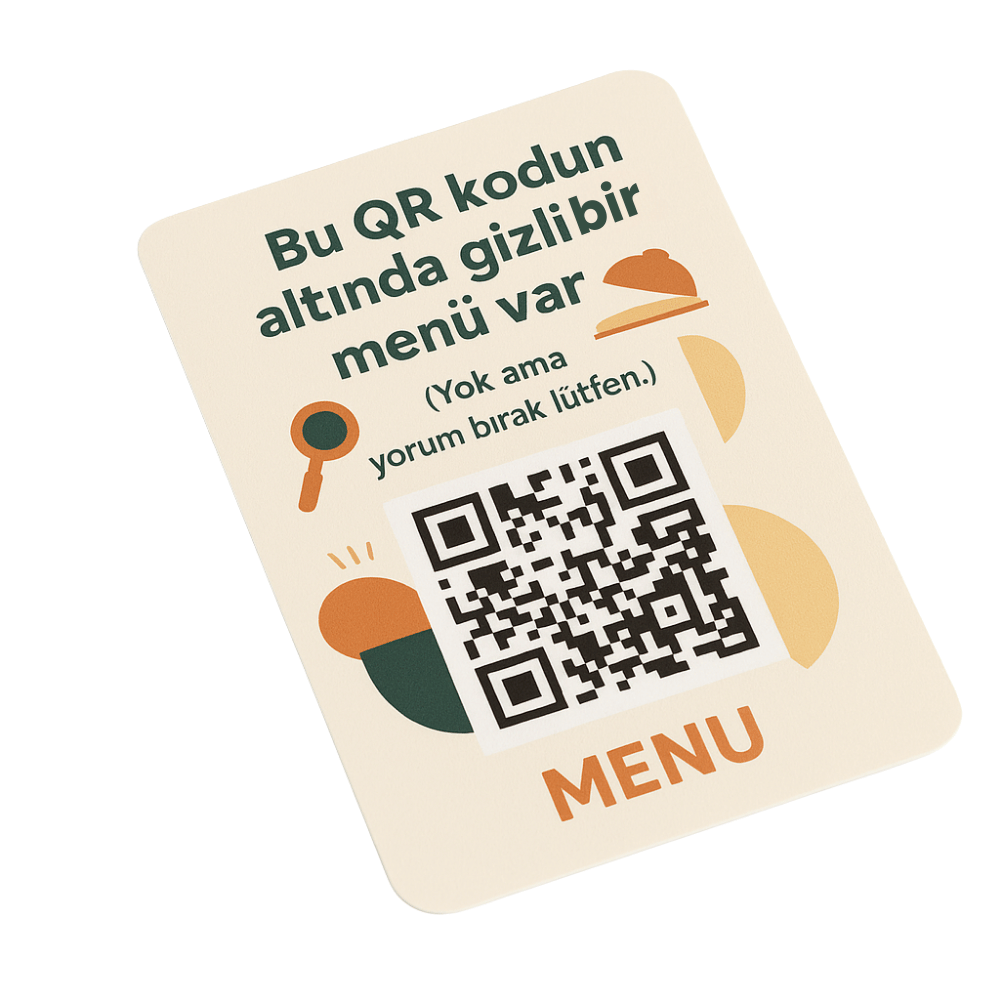 Gizli Menü Esprili QR Kart - Yorumlu Tasarım Kartı