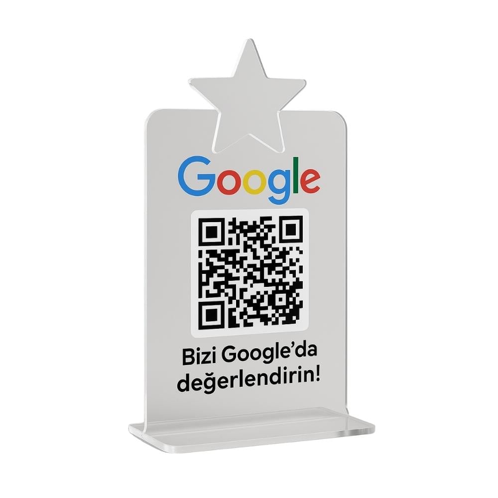 Google Review QR Stand - A5 Ayaklı Pleksi Değerlendirme Panosu