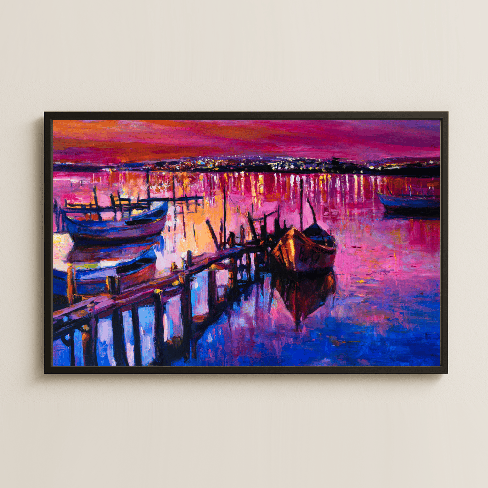 Gün Batımı İskelesi UV Baskılı Renkli Tablo