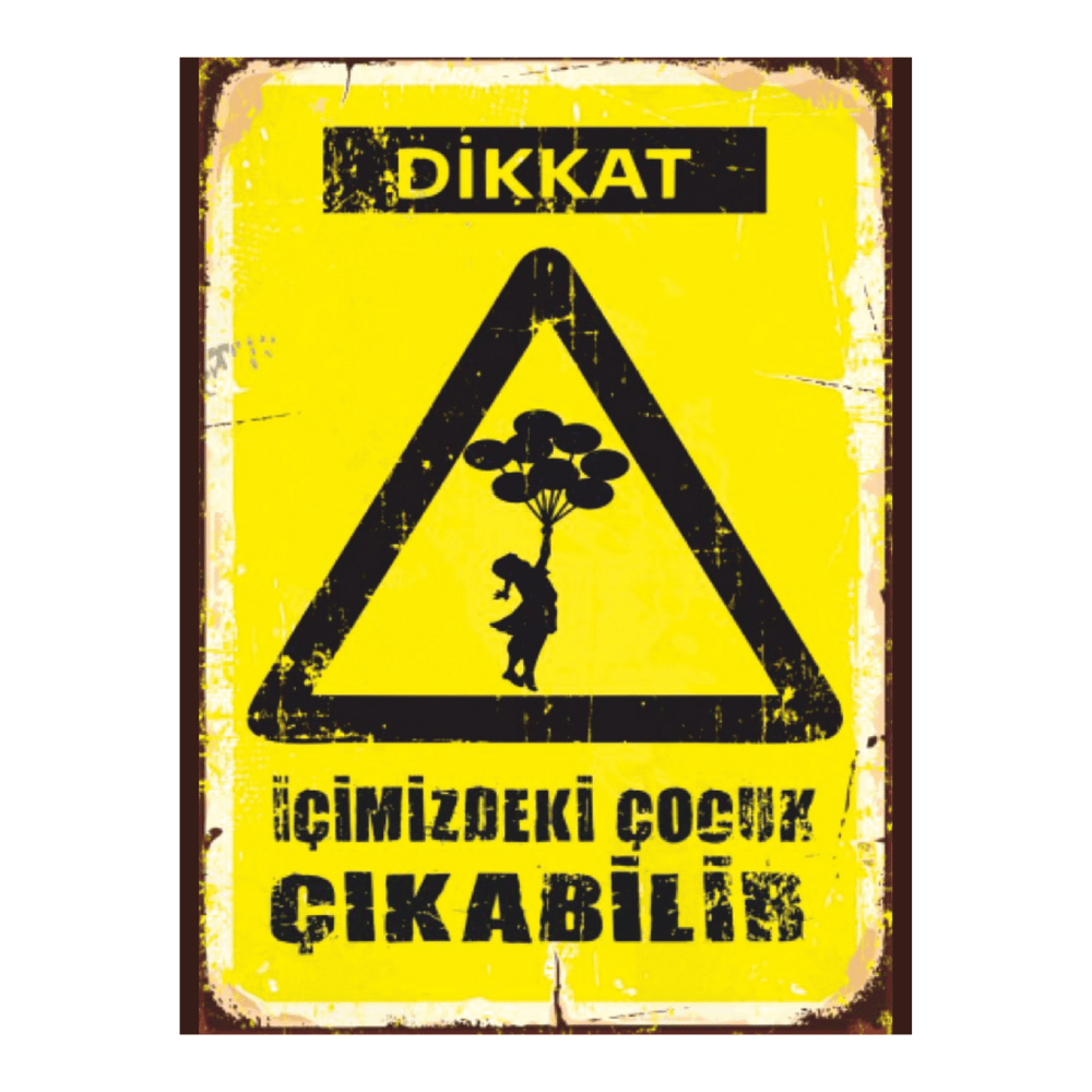 İçimizdeki Çocuk Çıkabilir Retro Ahşap Tablo