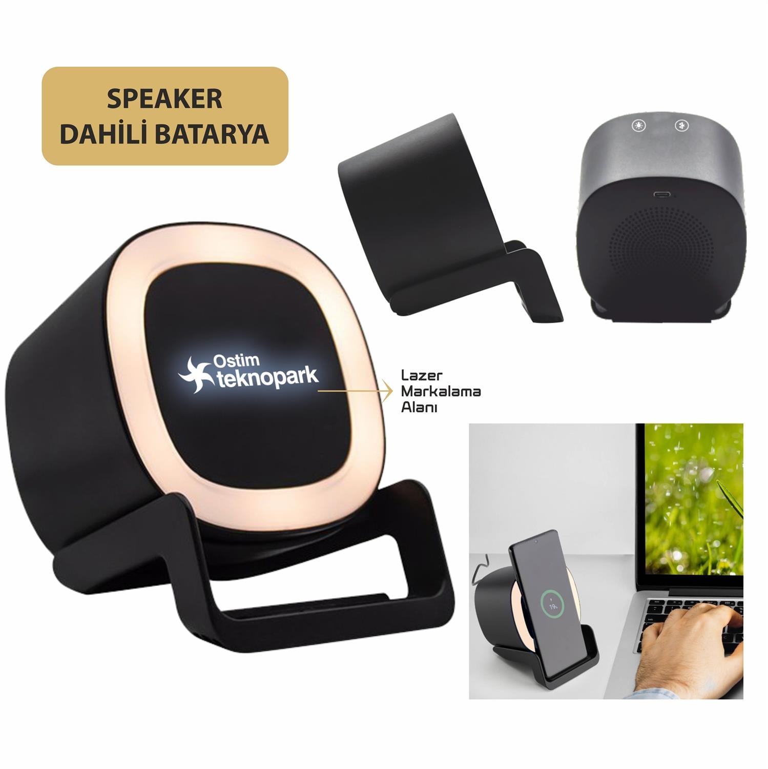 IŞIKLI WİRELESS, DAHİLİ BLUETOOTH SPEAKER ŞARJ STANDI