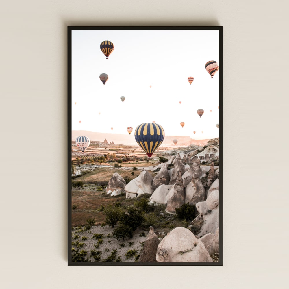 Kapadokya Balonları UV Baskılı Dikey Manzara Tablosu
