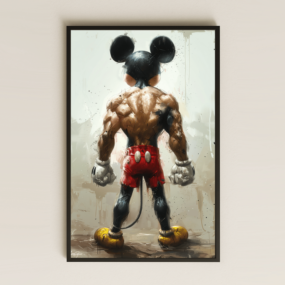 Kaslı Mickey Mouse Tasarımlı Şeffaf Pleksi Tablo