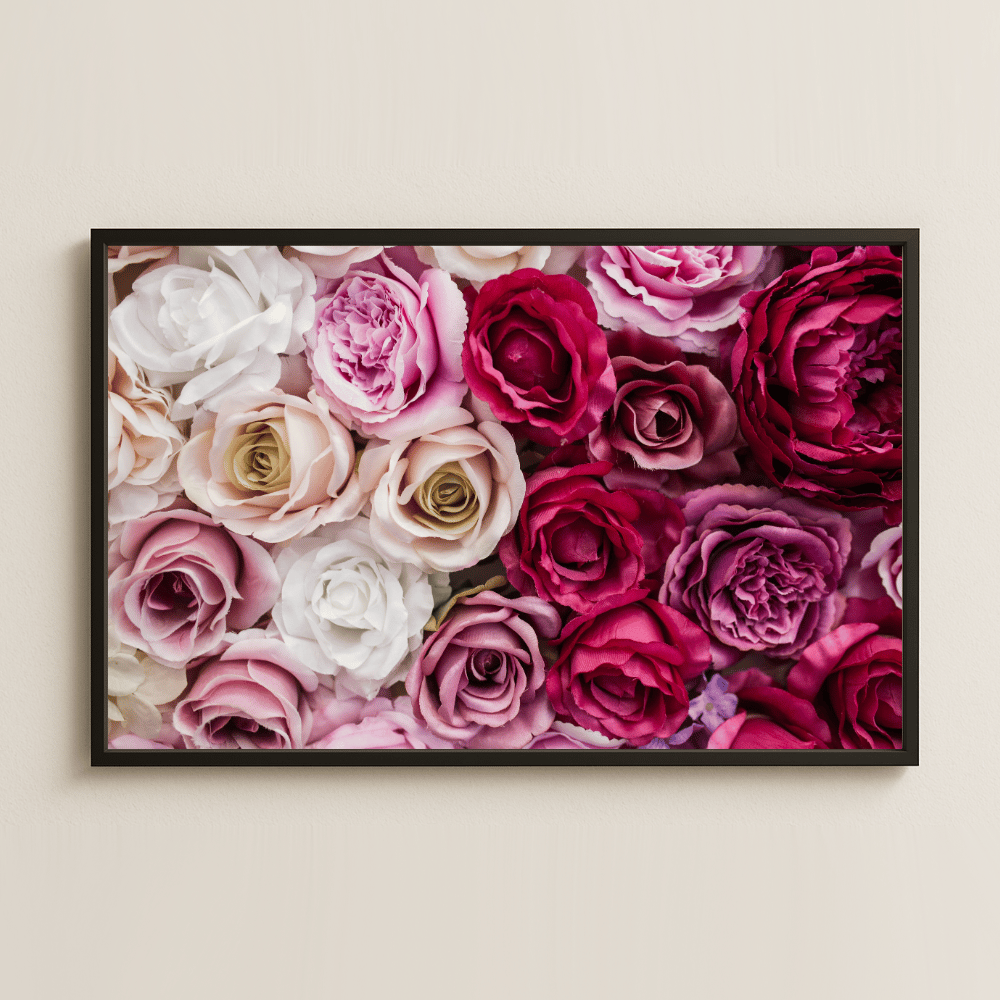 Kırmızı & Pembe Güller UV Baskılı Dekoratif Tablo