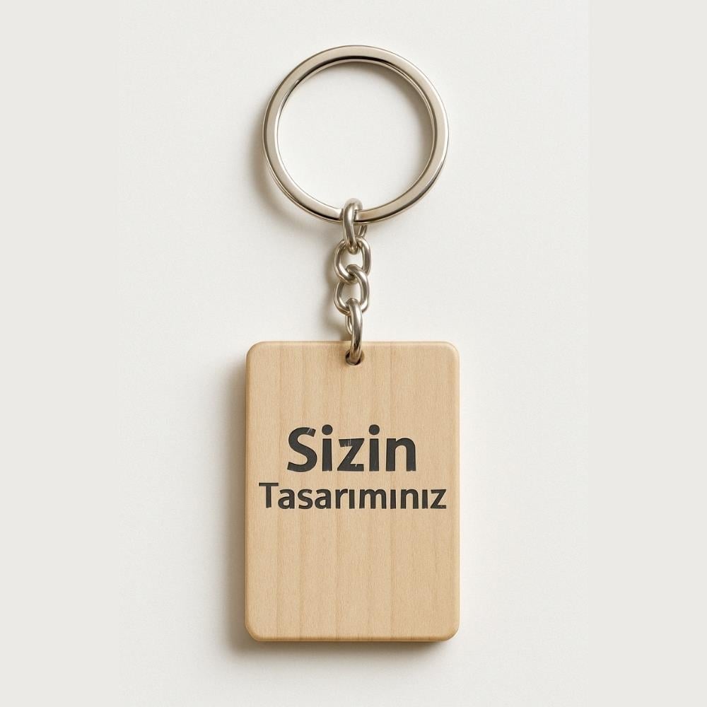 Kişiye Özel UV Baskılı Dikdörtgen Ahşap Anahtarlık - 40x60mm