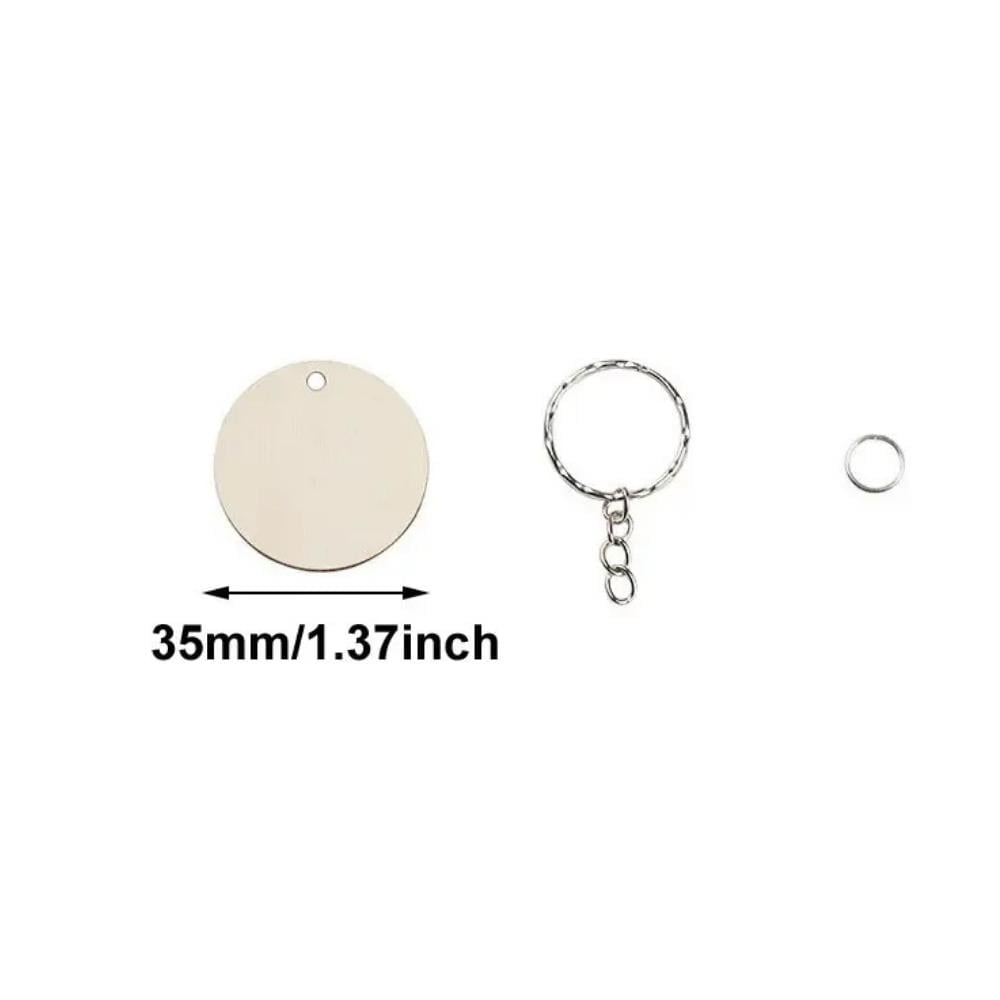 Kişiye Özel UV Baskılı Yuvarlak Ahşap Anahtarlık - 35mm