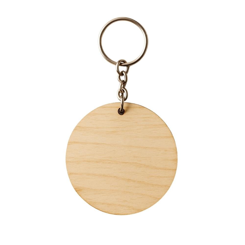 Kişiye Özel UV Baskılı Yuvarlak Ahşap Anahtarlık - 35mm