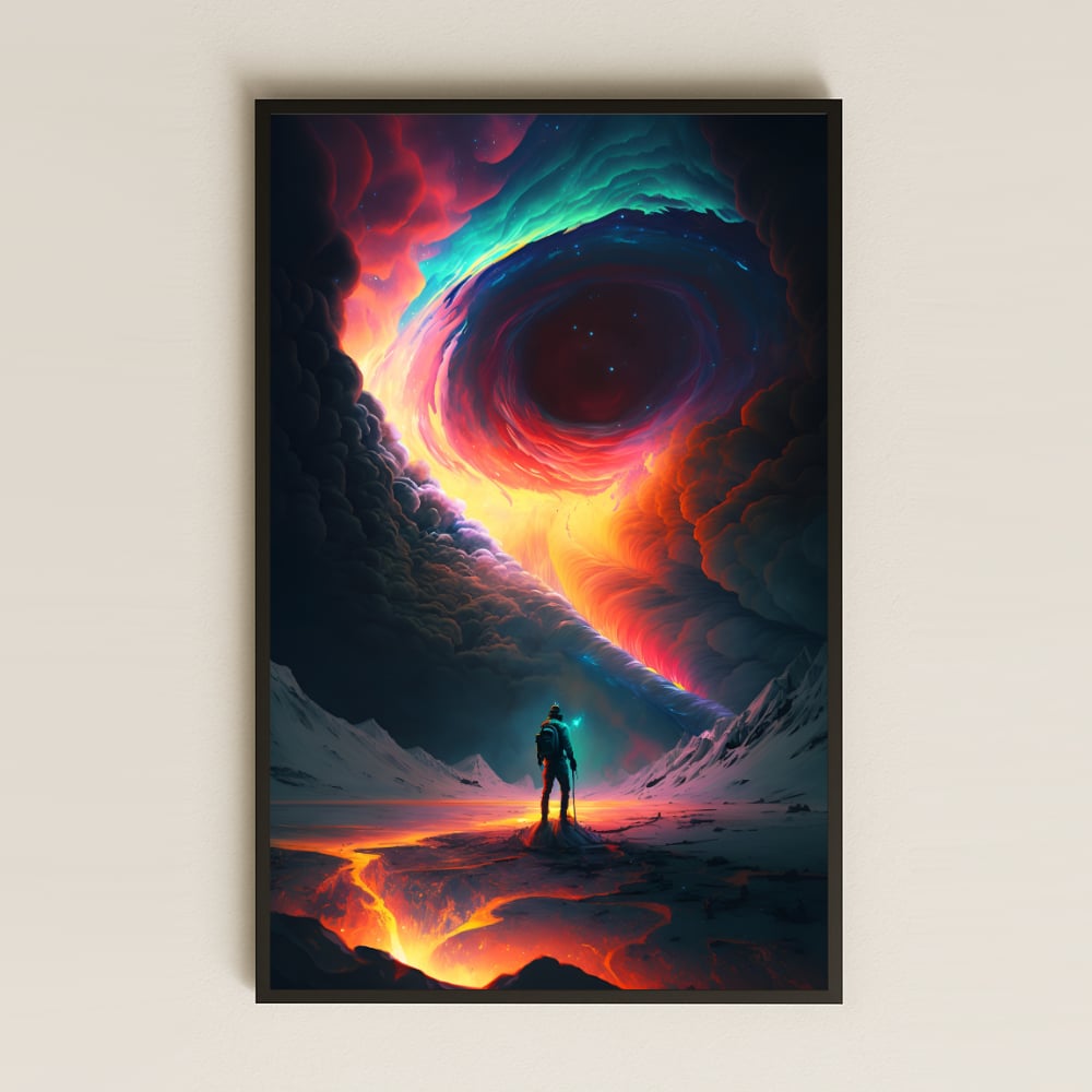 Kozmik Girdaba Bakan Astronot Pleksi Tablo - Bilimkurgu Rüya Manzara Dekoru