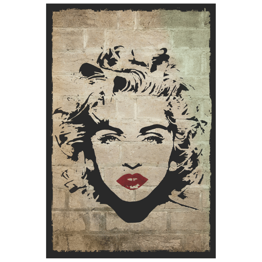 Madonna Portresi Tuğla Doku Stil Retro Ahşap Tablo