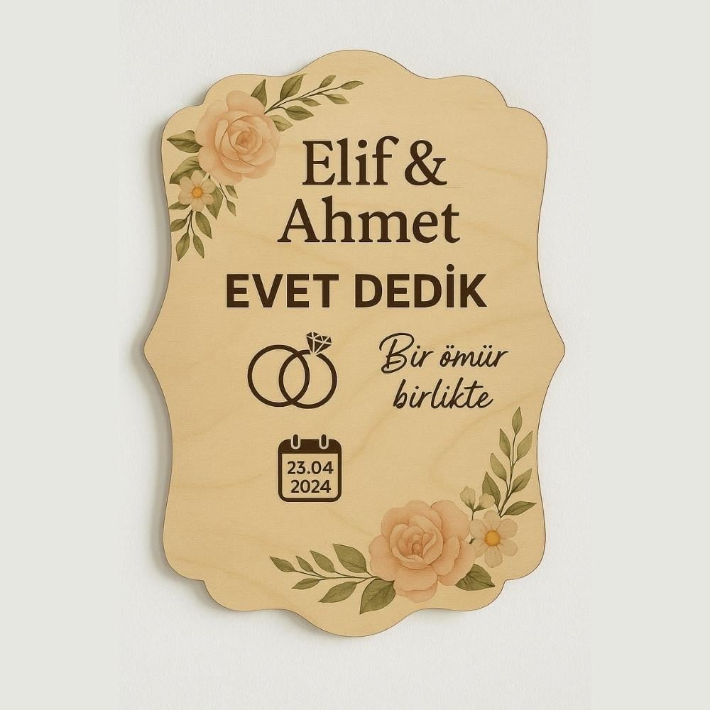 Nişan-Düğün Hatıra Panosu - Kişiye Özel Ahşap