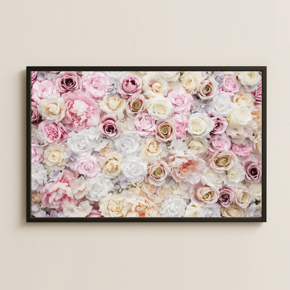 Pastel Renkli Çiçek Desenli UV Baskılı Tablo